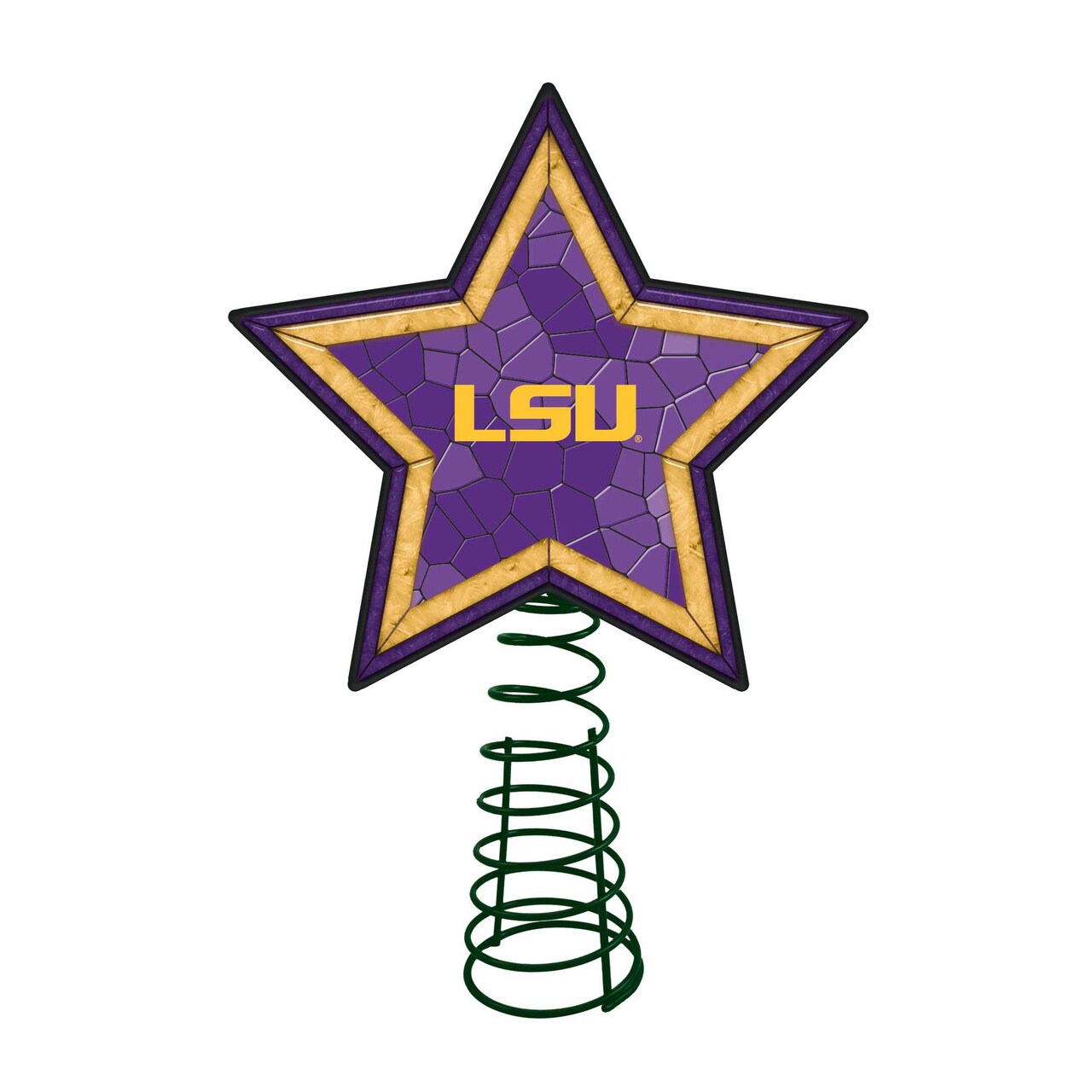 The Memory Company 10" Lighted Purple and Yellow Star NCAA LSU Tigers Christmas Tree Topper